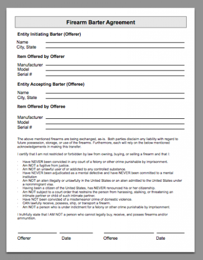 sample barter agreement